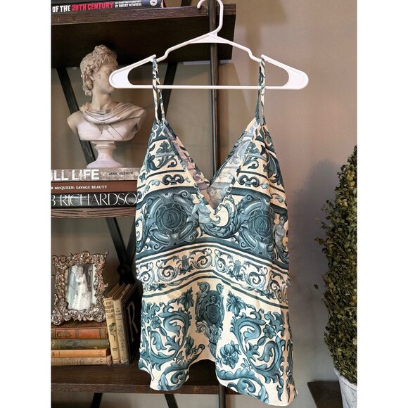 Adriana Degreas Hera Linen Silk Blouse with Straps Blue Womens Size Small - Picture 4 of 9